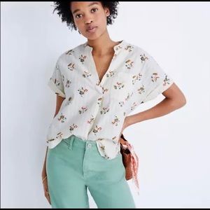 NWOT Madewell collarless popover floral top - XL